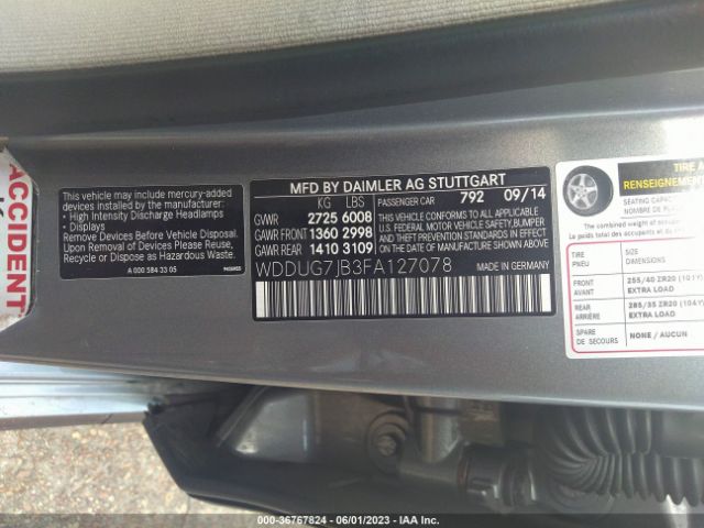 WDDUG7JB3FA127078 Mercedes-Benz S-class S 63 Amg