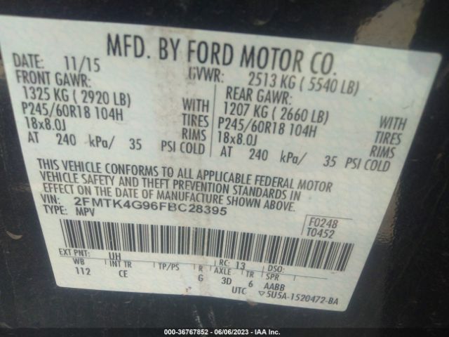 2FMTK4G96FBC28395 Ford EDGE SE