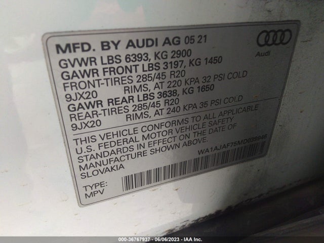WA1AJAF75MD039946 Audi Q7 PREMIUM