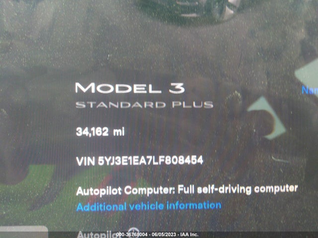 Tesla Model 3 Standard Range 2020 5YJ3E1EA7LF808454 Image 7