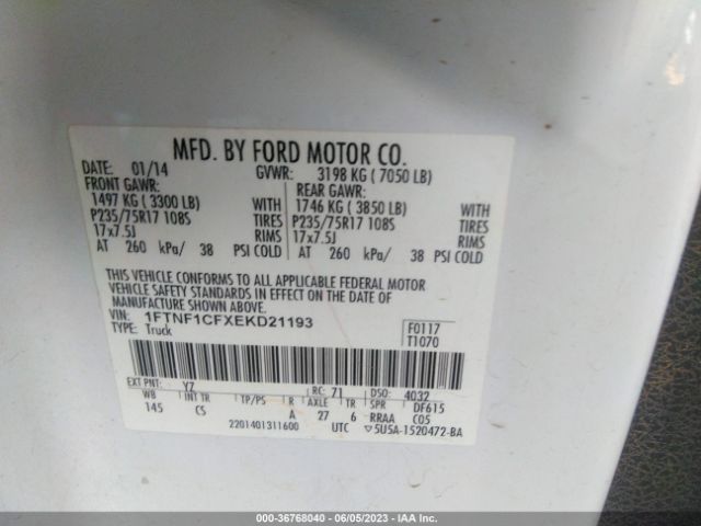 1FTNF1CFXEKD21193 Ford F-150 Xl/xlt/stx