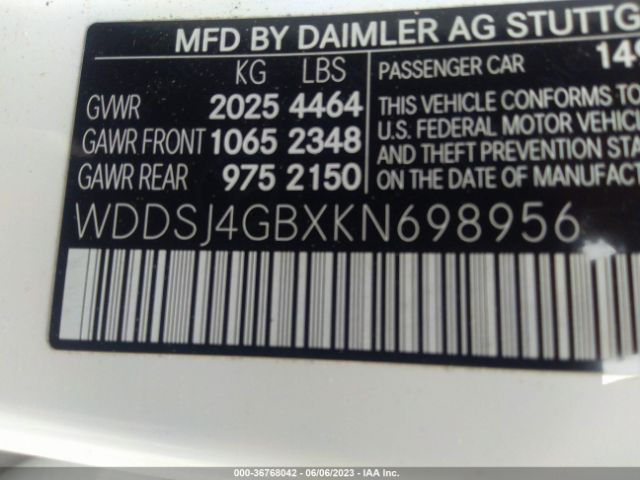 WDDSJ4GBXKN698956 Mercedes-Benz Cla Cla 250