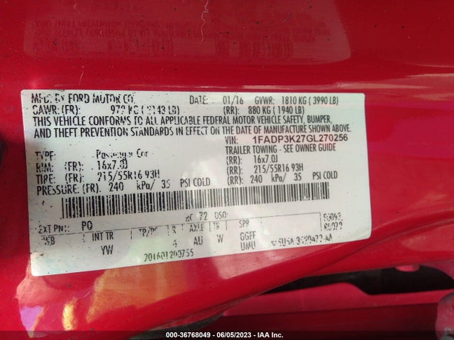 Ford FOCUS SE 2016 1FADP3K27GL270256 Image 11