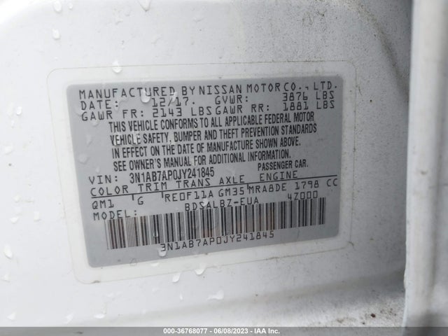 Nissan Sentra 2018 3N1AB7AP0JY241845 Image 20