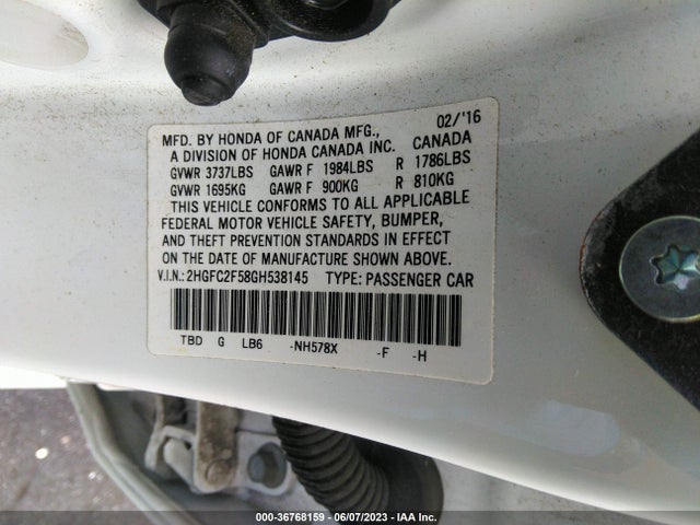 Honda Civic Sedan Lx 2016 2HGFC2F58GH538145 Image 9