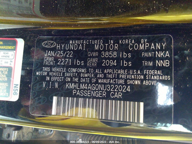 Aukcja sprzedaży 2022 Hyundai Elantra Sel, vin: KMHLM4AG0NU322024, numer aukcji: 36768223