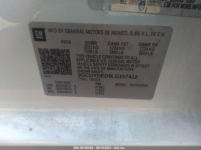 Chevrolet Silverado 1500 Lt 2020 3GCUYDED9LG157412 Image 9