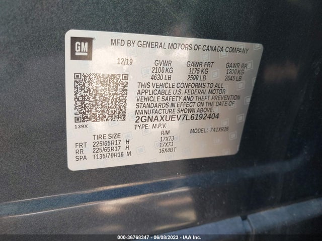 Chevrolet EQUINOX LT 2020 2GNAXUEV7L6192404 Image 10