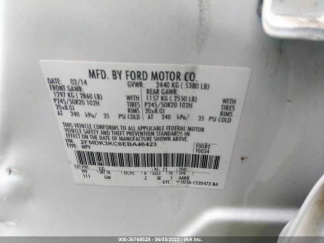 2FMDK3KC6EBA46423 Ford Edge Limited
