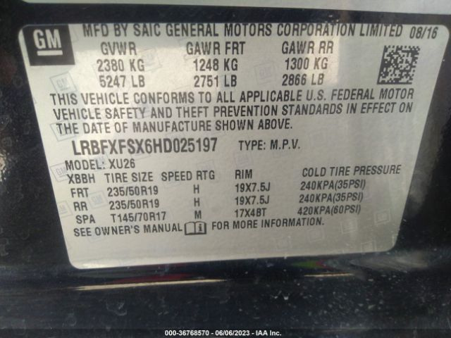 LRBFXFSX6HD025197 Buick Envision Premium Ii