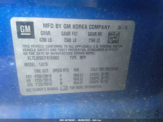 Chevrolet TRAX LS 2015 KL7CJKSB2FB193962 Image 11