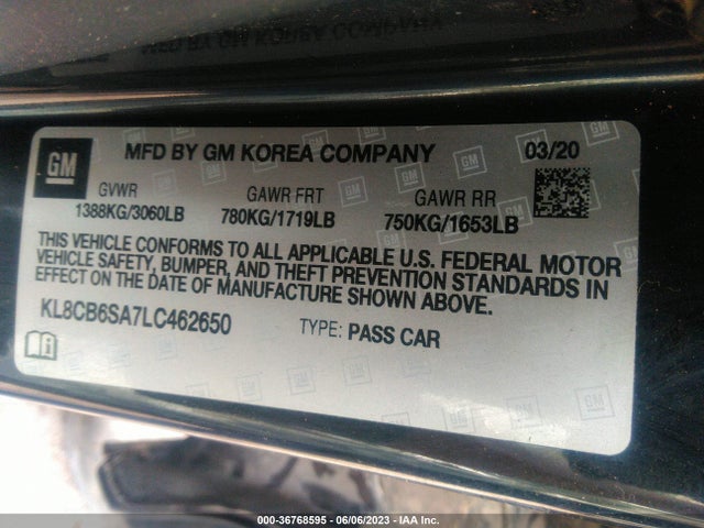 Chevrolet SPARK LS 2020 KL8CB6SA7LC462650 Image 9