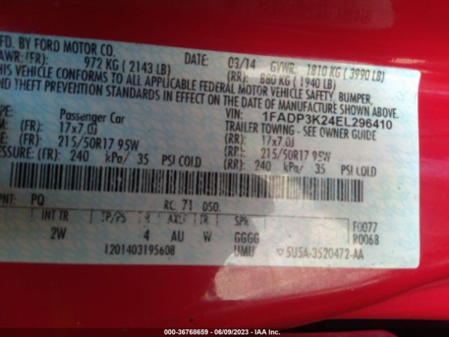 1FADP3K24EL296410 Ford FOCUS SE