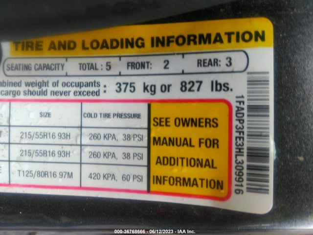 1FADP3FE3HL309916 Ford FOCUS SE