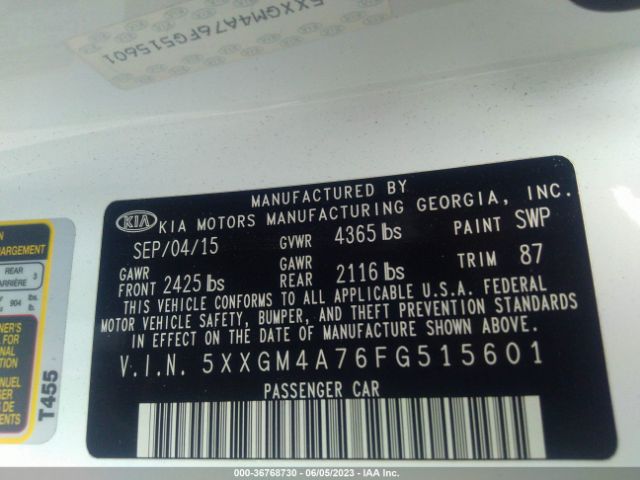 5XXGM4A76FG515601 KIA Optima Lx