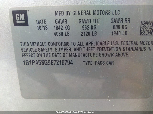 Chevrolet CRUZE LS 2014 1G1PA5SG9E7216794 Image 10