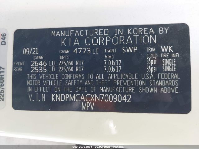 KNDPMCACXN7009042 KIA Sportage Lx