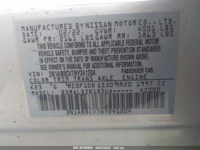 3N1AB8CV7NY241204 Nissan SENTRA SV
