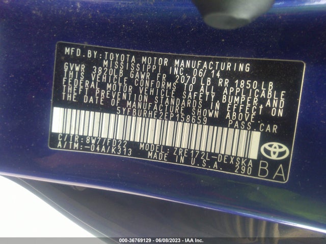 Toyota Corolla L/le/s/s Plus/le Plus 2014 5YFBURHE2EP158659 Image 11