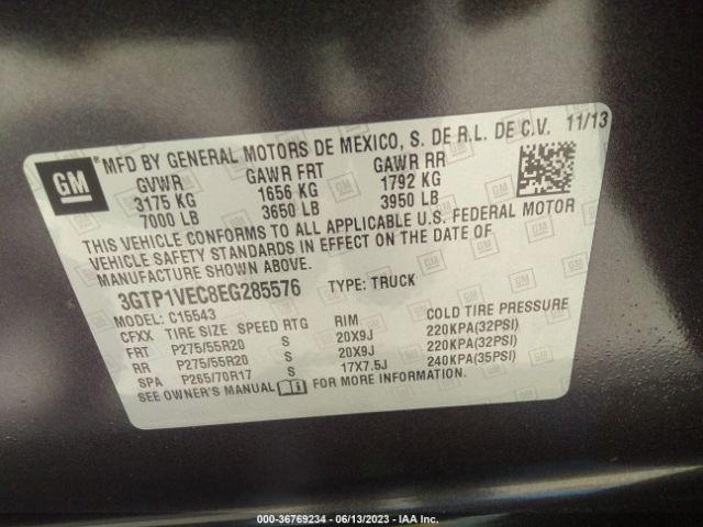 3GTP1VEC8EG285576 GMC Sierra 1500 Slt
