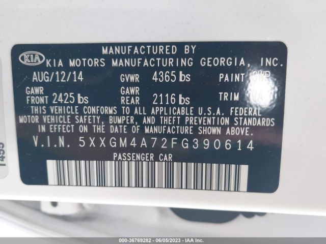 5XXGM4A72FG390614 KIA Optima Lx