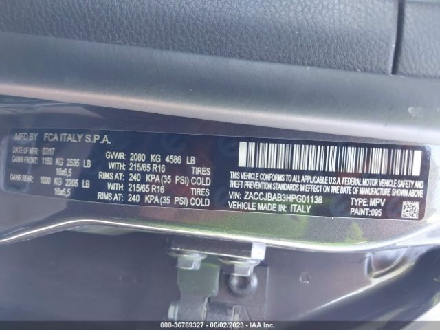 ZACCJBAB3HPG01138 Jeep Renegade Sport