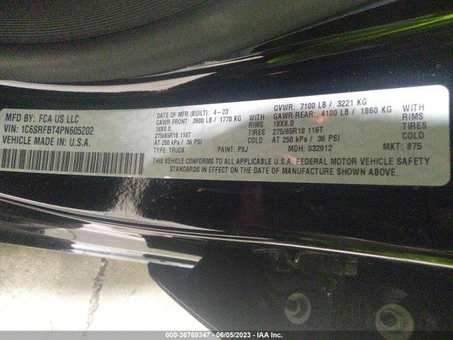 1C6SRFBT4PN605202 RAM 1500 Big Horn