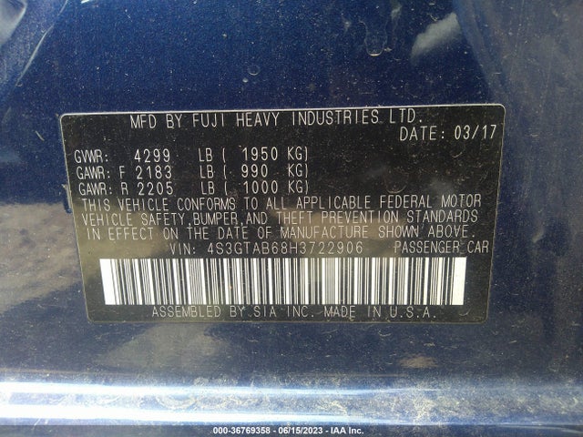 4S3GTAB68H3722906 Subaru Impreza Premium
