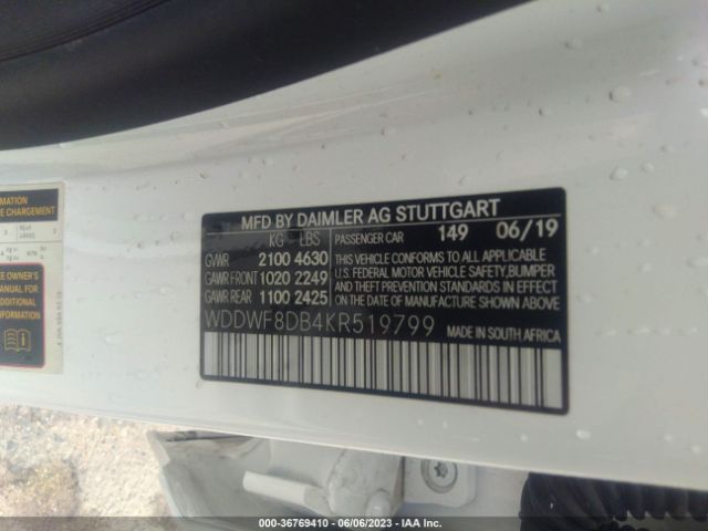 WDDWF8DB4KR519799 Mercedes-Benz C-class C 300