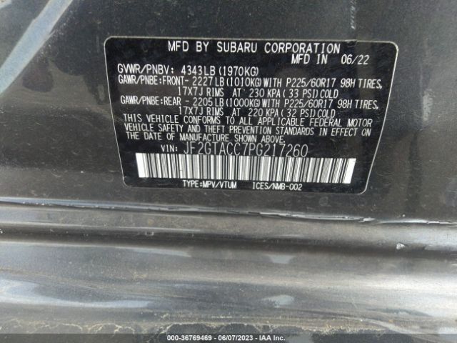 JF2GTACC7PG217260 Subaru Crosstrek Premium