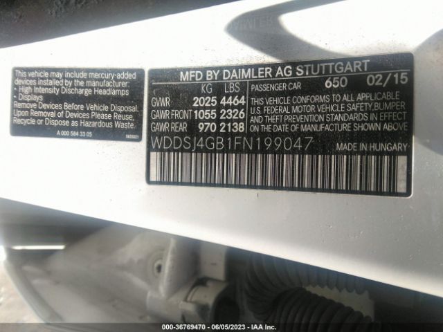 WDDSJ4GB1FN199047 Mercedes-Benz Cla-class Cla 250