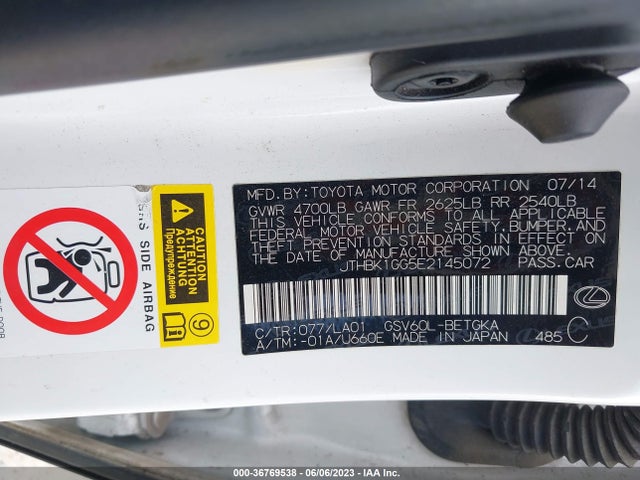 JTHBK1GG5E2145072 Lexus ES 350