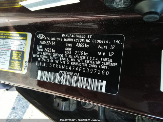 5XXGM4A74FG397290 KIA Optima Lx