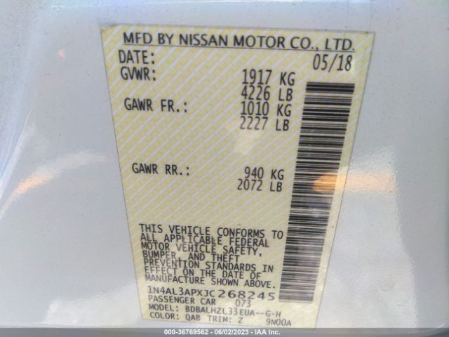 1N4AL3APXJC268245 Nissan Altima 2.5 Sr