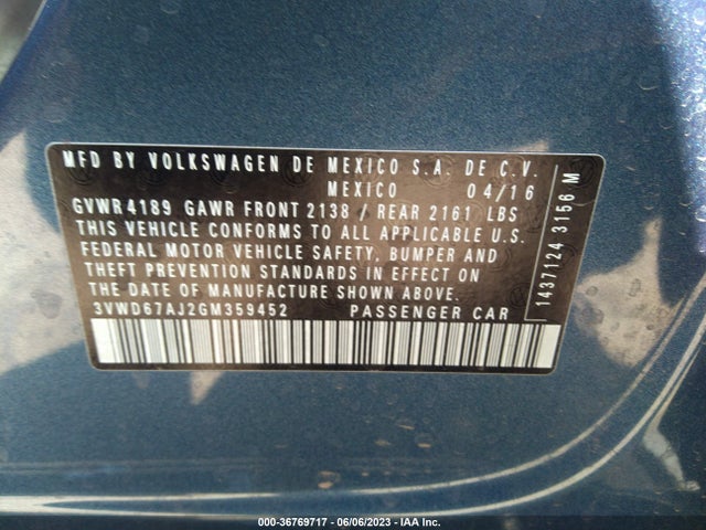 3VWD67AJ2GM359452 Volkswagen Jetta Sedan 1.4t Se