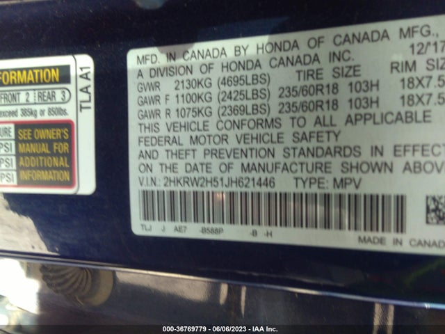 Honda CR-V EX 2018 2HKRW2H51JH621446 Image 10