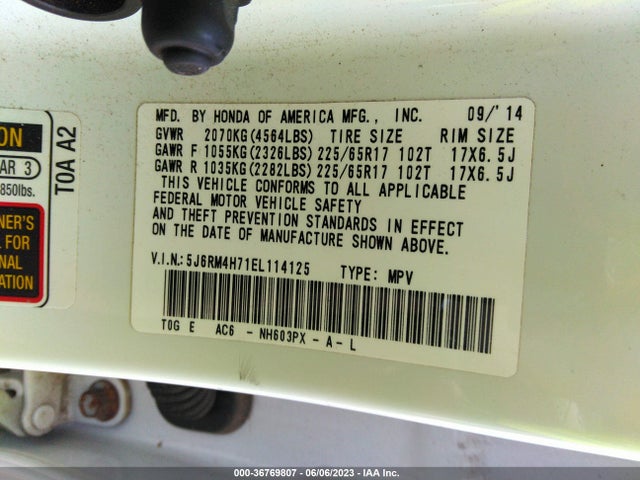 Honda Cr-v Ex-l 2014 5J6RM4H71EL114125 Image 8