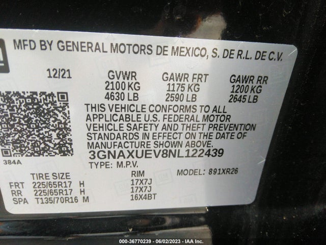 Chevrolet EQUINOX LT 2022 3GNAXUEV8NL122439 Image 9