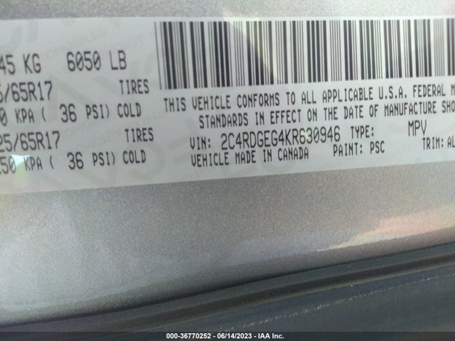 Dodge Grand Caravan Gt 2019 2C4RDGEG4KR630946 Image 9