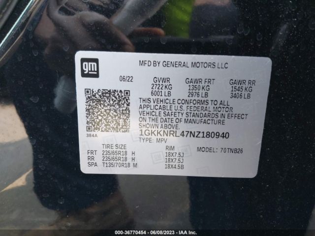 1GKKNRL47NZ180940 GMC ACADIA SLE