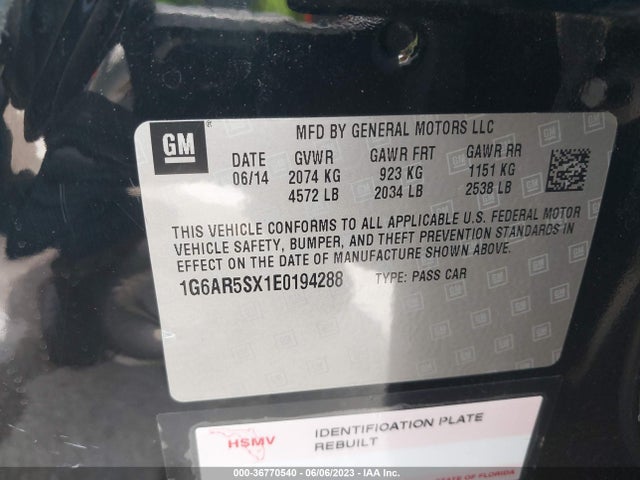 1G6AR5SX1E0194288 Cadillac Cts Sedan Luxury Rwd