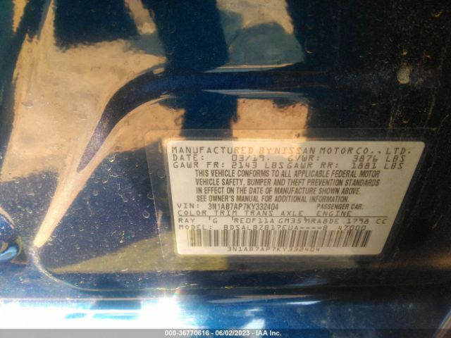 3N1AB7AP7KY332404 Nissan SENTRA S