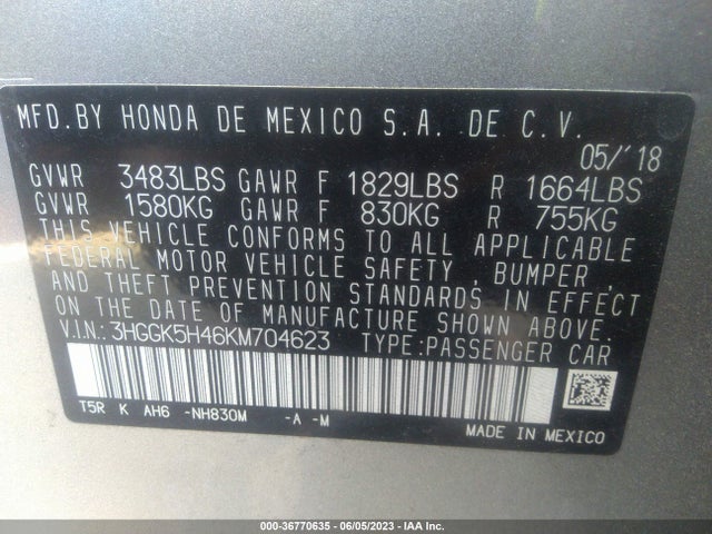 Honda FIT LX 2019 3HGGK5H46KM704623 Image 9