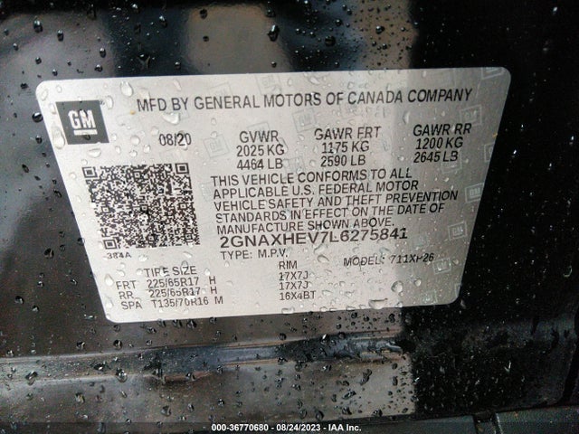 Chevrolet EQUINOX LS 2020 2GNAXHEV7L6275841 Image 9