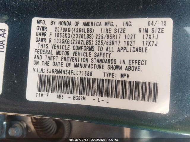 Honda CR-V EX 2015 5J6RM4H54FL071688 Image 9