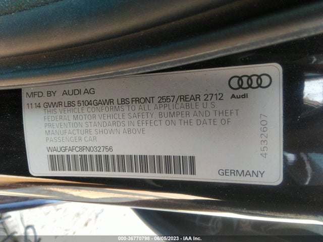 WAUGFAFC8FN032756 Audi A6 2.0t Premium Plus