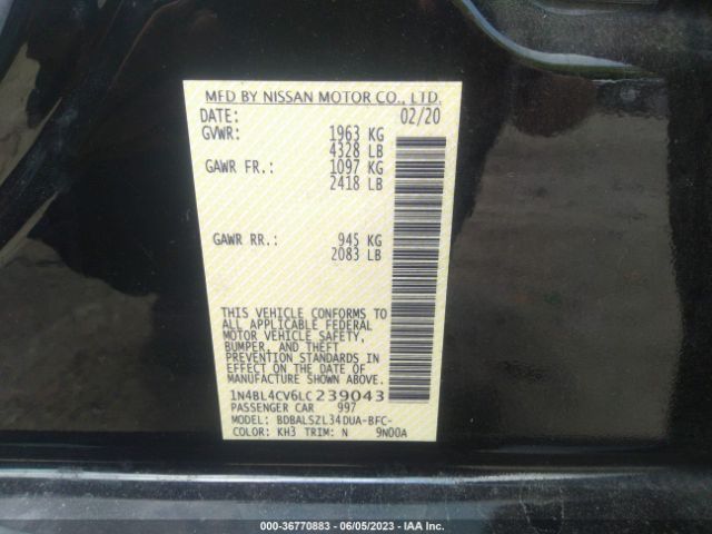 1N4BL4CV6LC239043 Nissan Altima 2.5 Sr