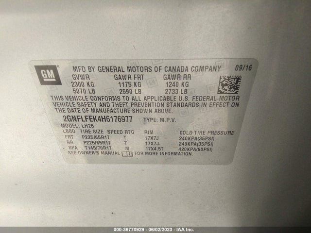 Chevrolet EQUINOX LT 2017 2GNFLFEK4H6176977 Image 10