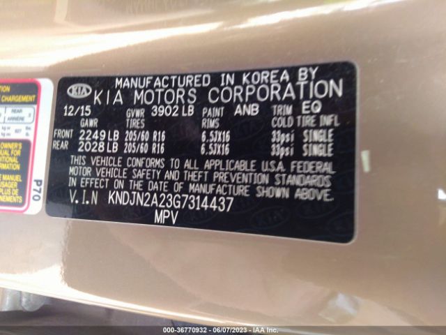 KNDJN2A23G7314437 KIA Soul Base