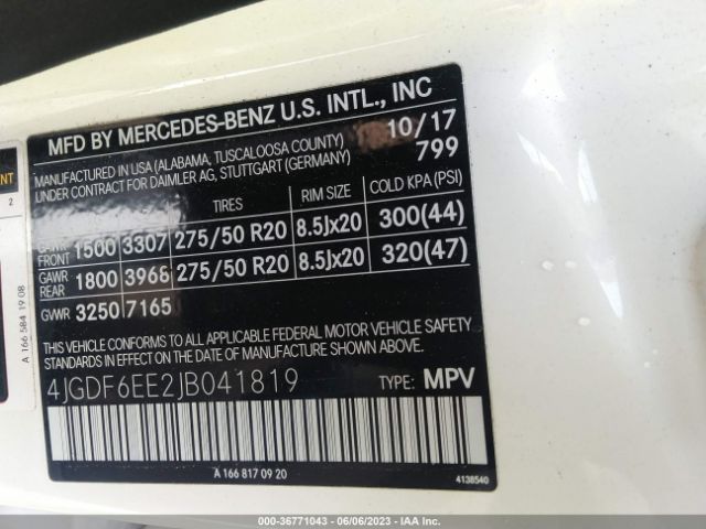 4JGDF6EE2JB041819 Mercedes-Benz Gls Gls 450